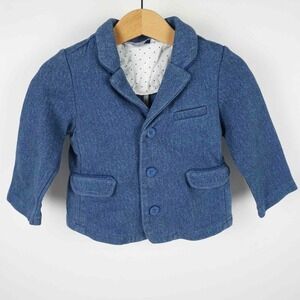 Mayoral Baby Boy Cotton Blazer Sports Coat Herringbone Pattern Blue 12m